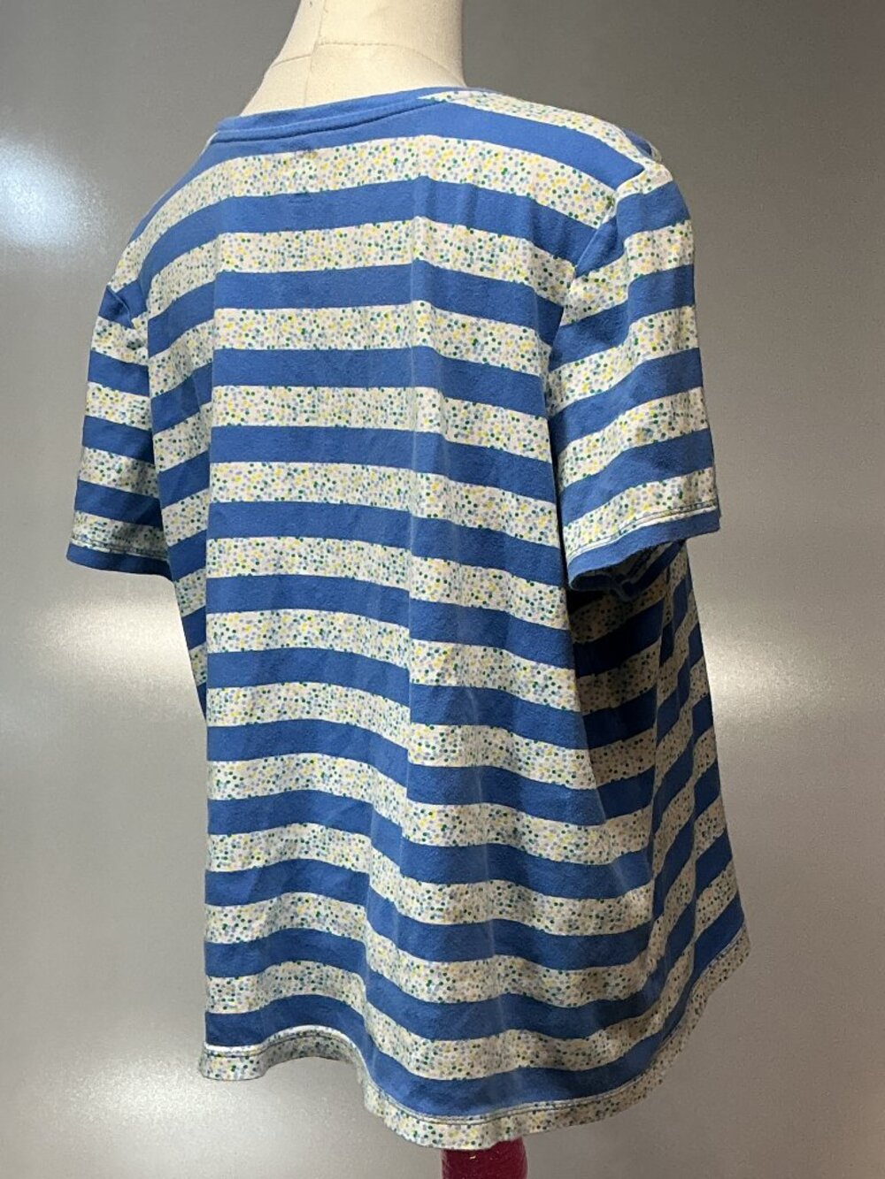 Kim Rogers Perfectly Soft XXL Blue Striped Cotton Tee Coastal Cottagecore - Picture 6 of 10